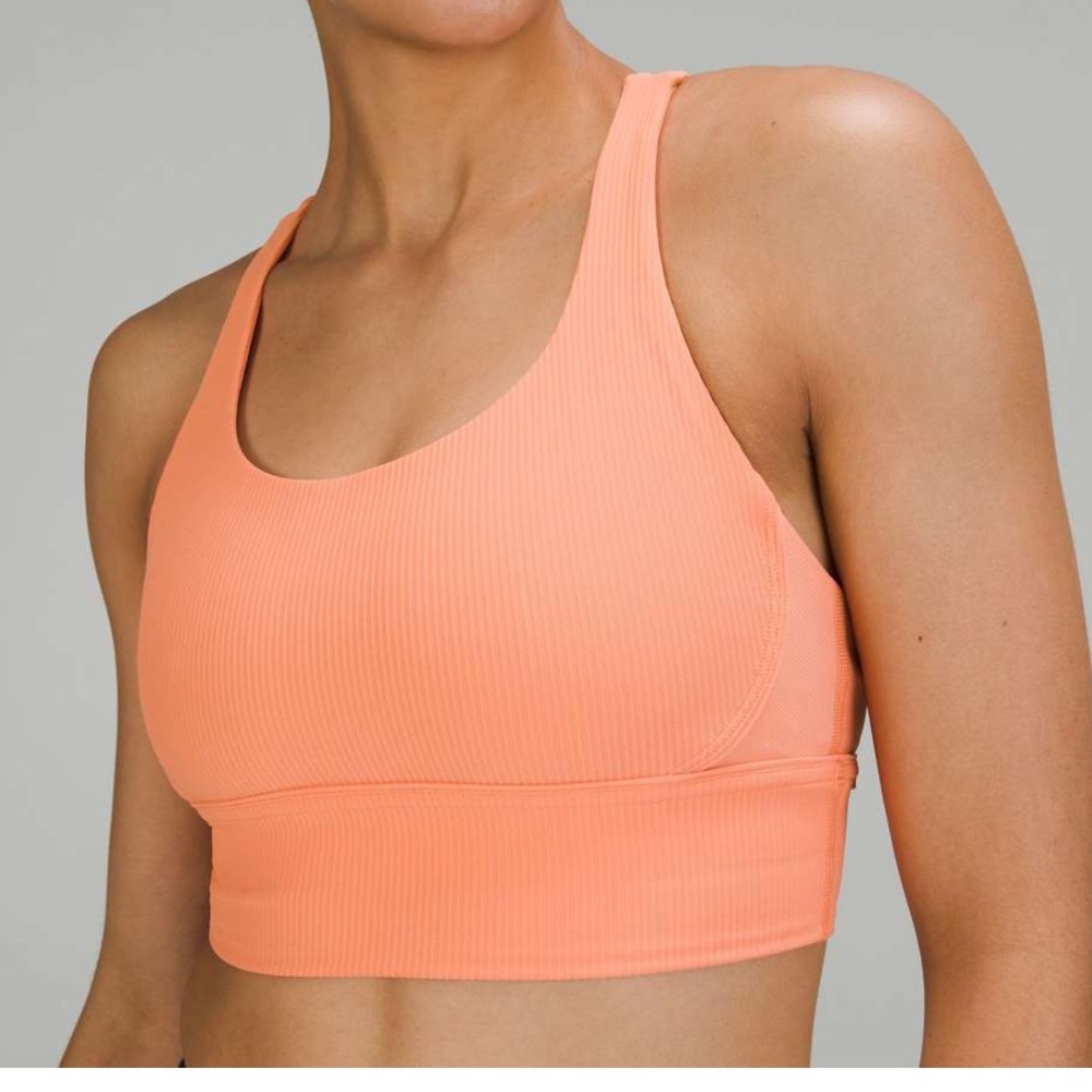 Lululemon Energy Longline Ribbed Bra Peach. Size 6